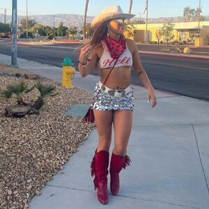 Edikted Silver Sequin Skirt